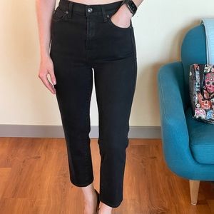 7 for All Mankind High Waist Cropped Straight Jeans in Black